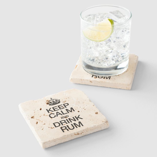 KEEP CALM AND DRINK RUM STONE COASTER (Side)