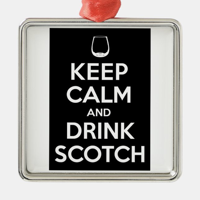 Keep Calm and Drink Scotch Metal Tree Decoration (Front)