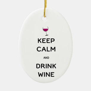 Keep Calm and Drink Wine Custom Name Date Ceramic Ornament