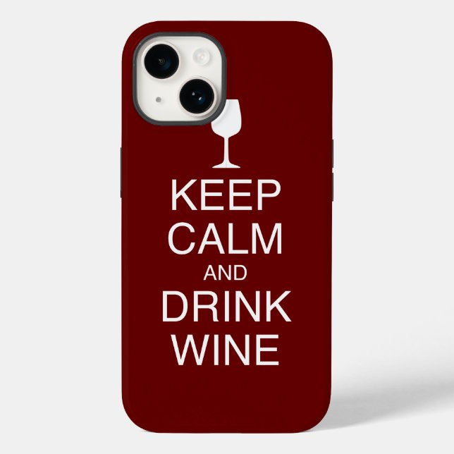 Keep Calm and Drink Wine Funny Dark Red Case-Mate iPhone Case (Back)