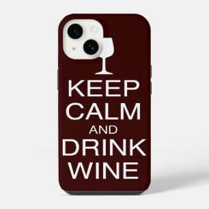 Keep Calm and Drink Wine Funny Dark Red iPhone Case