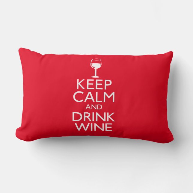 Keep Calm and Drink Wine Lumbar Cushion (Front)