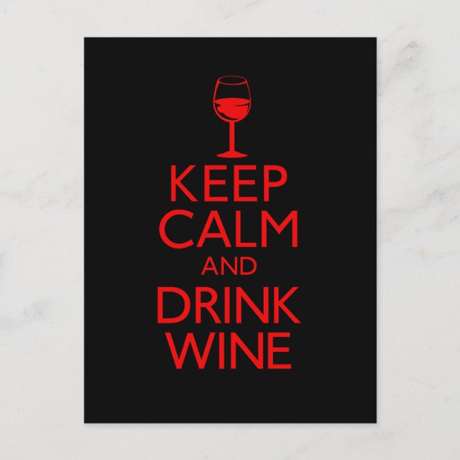 Keep Calm and Drink Wine Postcard (Front)
