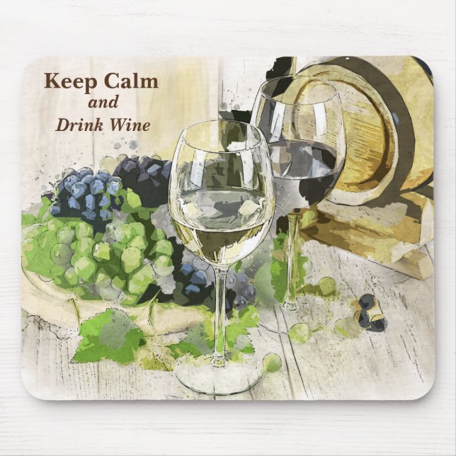 Keep Calm and Drink Wine Rustic Scene  Mouse Pad (Front)