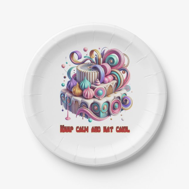 Keep Calm and Eat Cake Paper Plate (Front)