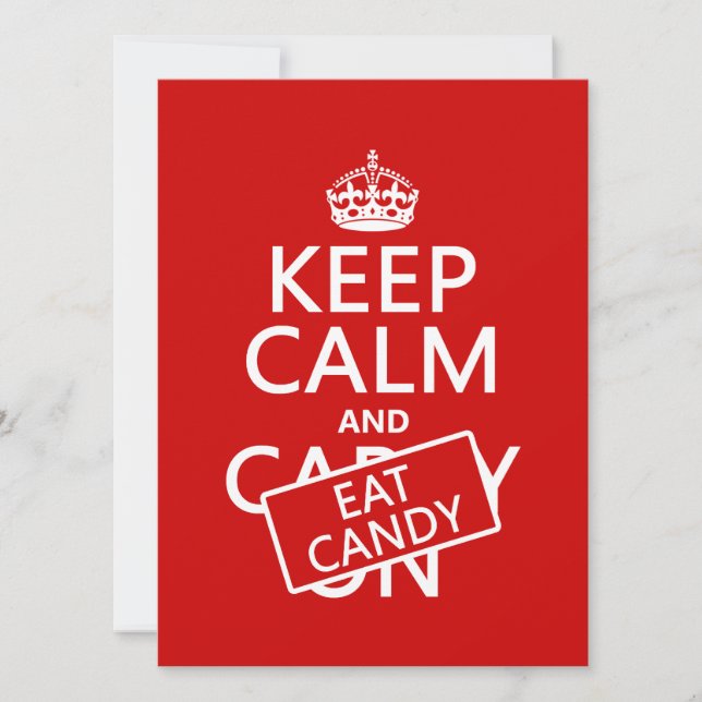 Keep Calm and Eat Candy (customise colours) Invitation (Front)