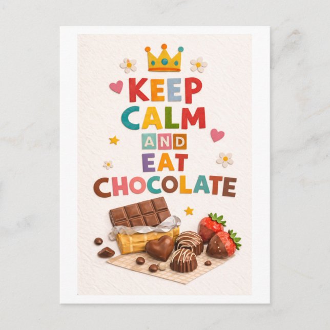 "Keep Calm and Eat Chocolate" Postcard (Front)