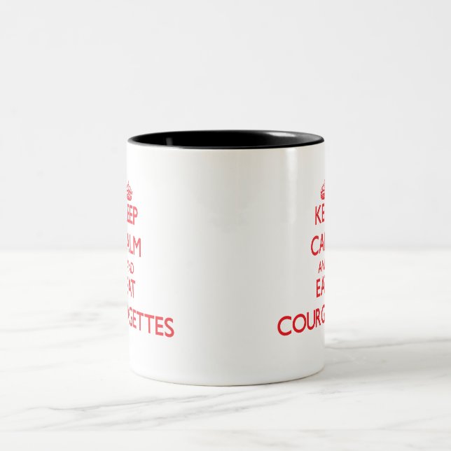 Keep calm and eat Courgettes Two-Tone Coffee Mug (Center)