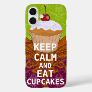 KEEP CALM AND Eat Cupcakes-change plum any colour iPhone 16 Plus Case