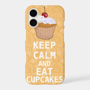 KEEP CALM AND Eat Cupcakes Coral Damask