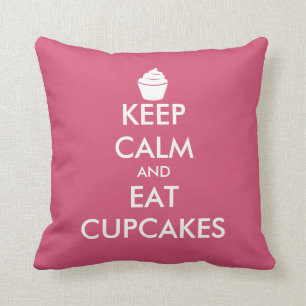 Keep calm and eat cupcakes zippered throw pillow