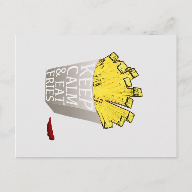 Keep Calm and Eat Fries Pop Art Postcard (Front)