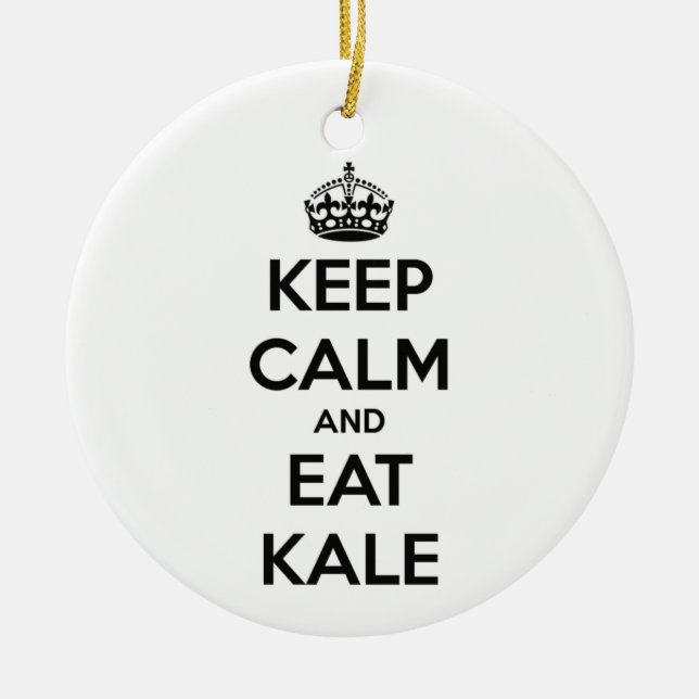 KEEP CALM AND EAT KALE CERAMIC TREE DECORATION (Front)