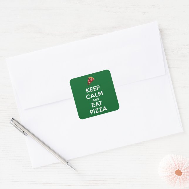 Keep Calm and Eat Pizza 2 Square Sticker (Envelope)