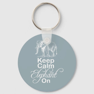 Keep calm and Elephant On Elephants Gift Item Blue Key Ring