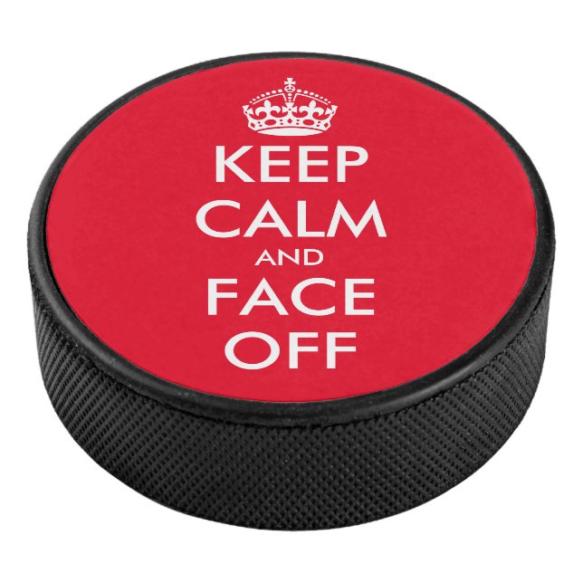 Keep calm and face off custom hockey puck gift (3/4)