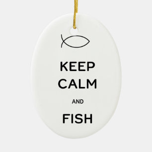 Keep Calm and Fish Ceramic Tree Decoration