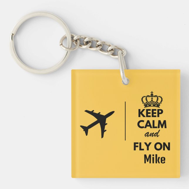 Keep Calm and Fly on & Aeroplane,Custom Funny Key Ring (Front)