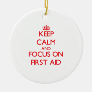 Keep Calm and focus on First Aid Ceramic Tree Decoration