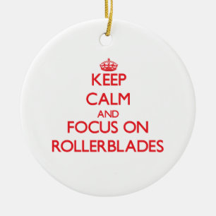 Keep Calm and focus on Rollerblades Ceramic Tree Decoration
