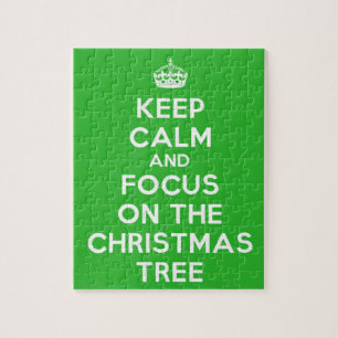 Keep Calm and focus on The Christmas Tree, funny Jigsaw Puzzle