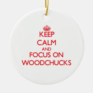 Keep calm and focus on Woodchucks Ceramic Tree Decoration