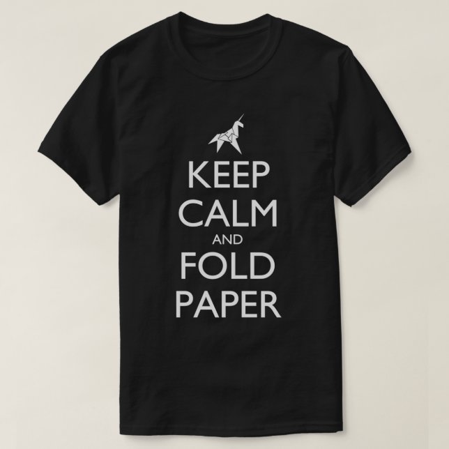 Keep Calm and Fold Paper Unicorn Dark T-Shirt (Design Front)