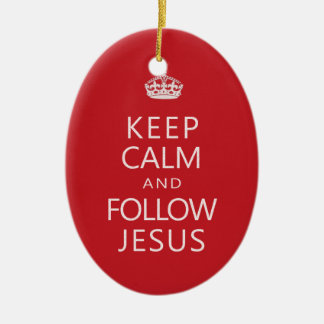 Keep Calm and Follow Jesus Christian Humour Ceramic Tree Decoration