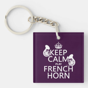Keep Calm and French Horn (any background colour) Key Ring
