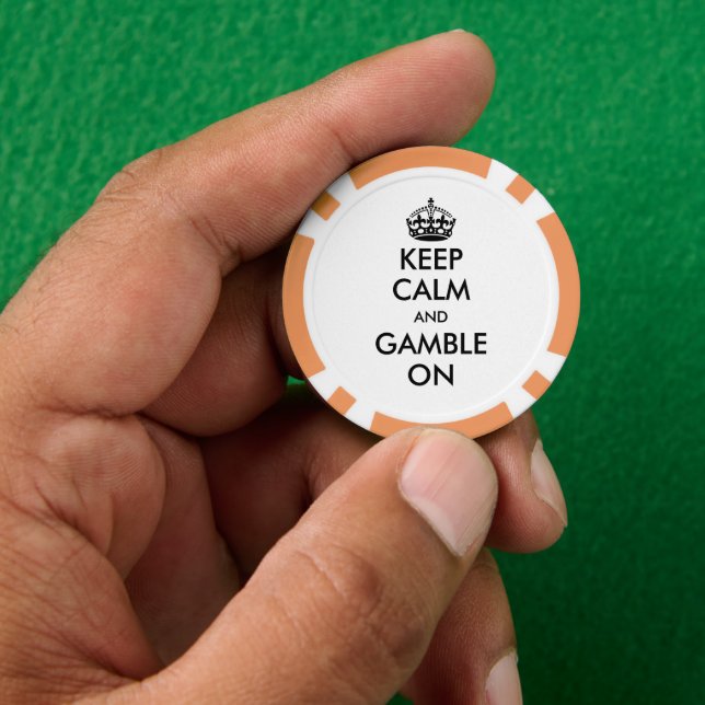 Keep calm and gamble on custom casino poker chips (Hand)