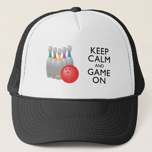 KEEP CALM AND GAME ON - Bowling Trucker Hat (Front)