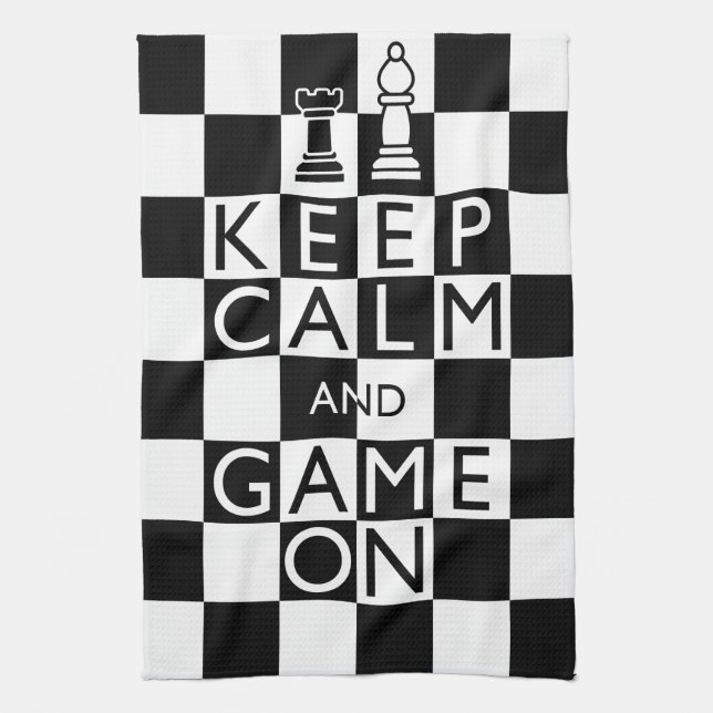 KEEP CALM AND GAME ON - Chess Tea Towel (Vertical)