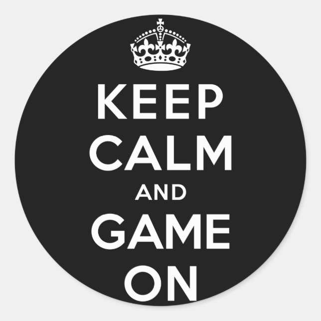 Keep Calm and Game On Classic Round Sticker (Front)