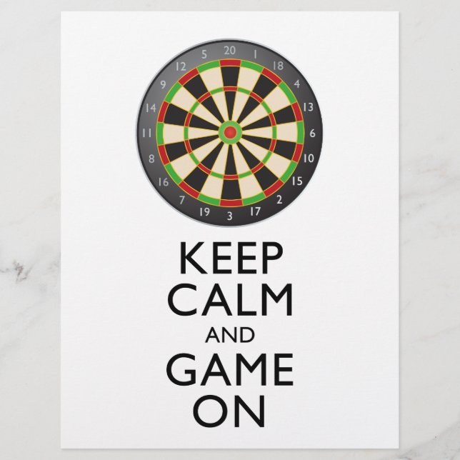KEEP CALM AND GAME ON - Dart Board Flyer (Front)