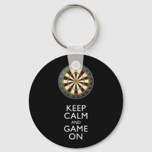KEEP CALM AND GAME ON - Dart Board Key Ring