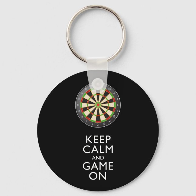 KEEP CALM AND GAME ON - Dart Board Key Ring (Front)