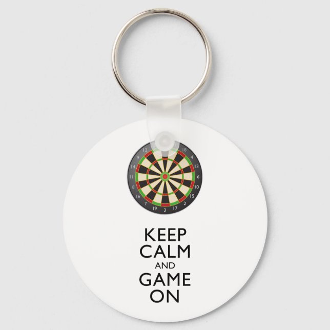 KEEP CALM AND GAME ON - Dart Board Key Ring (Front)