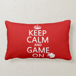 Keep Calm and Game On - dice - all colours Lumbar Cushion
