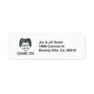 Keep Calm And Game ON Return Address Label