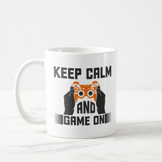 Keep Calm and Game On Typography Gaming  Coffee Mug (Left)