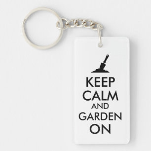 Keep Calm and Garden On Gardening Trowel Custom Key Ring