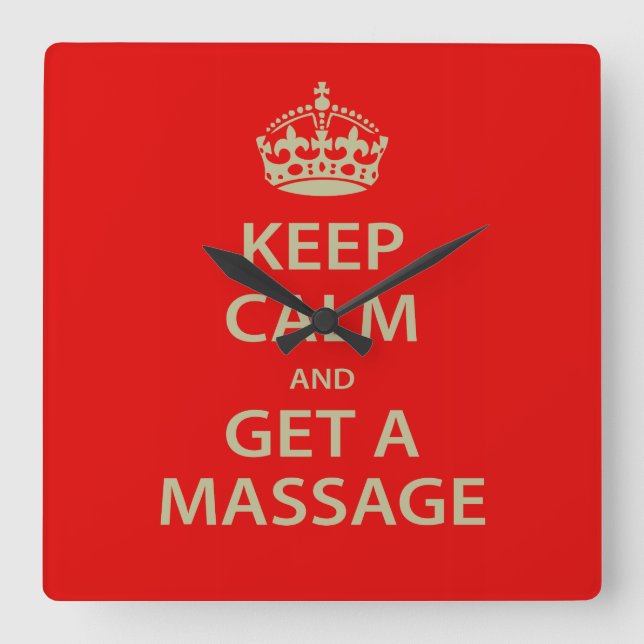 Keep Calm and Get a Massage Square Wall Clock (Front)