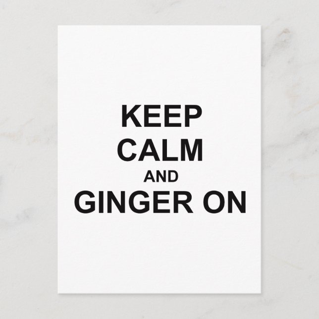 Keep Calm and Ginger On black grey blue Postcard (Front)