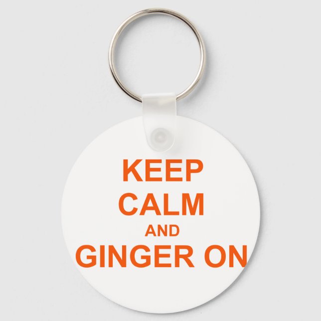 Keep Calm and Ginger On orange pink red Key Ring (Front)