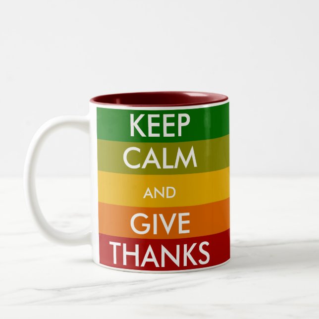KEEP CALM and GIVE THANKS Two-Tone Coffee Mug (Left)