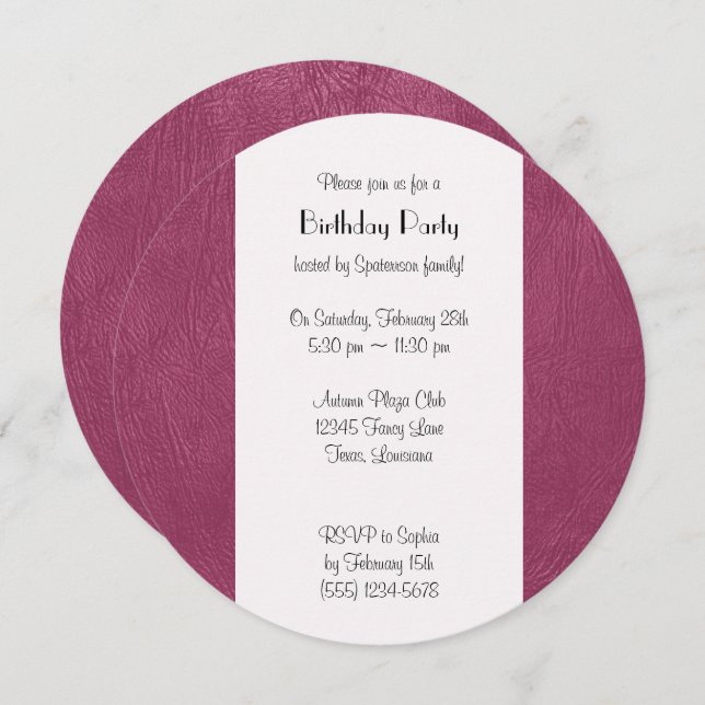 Keep Calm and Glam Up - Pink Leather Invitation (Front/Back)