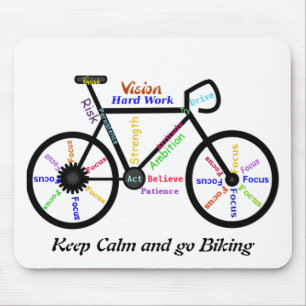 Keep Calm and go Biking, with Motivational Words Mouse Pad