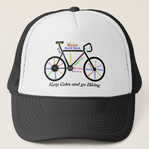 Keep Calm and go Biking, with Motivational Words Trucker Hat