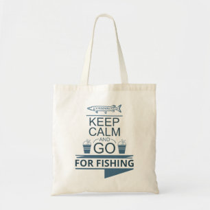 Keep calm and go for fishing tote bag