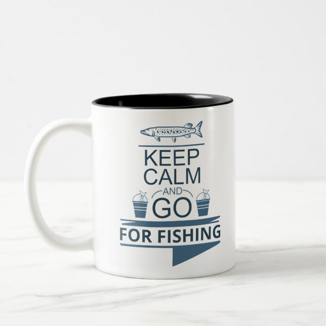 Keep calm and go for fishing Two-Tone coffee mug (Left)